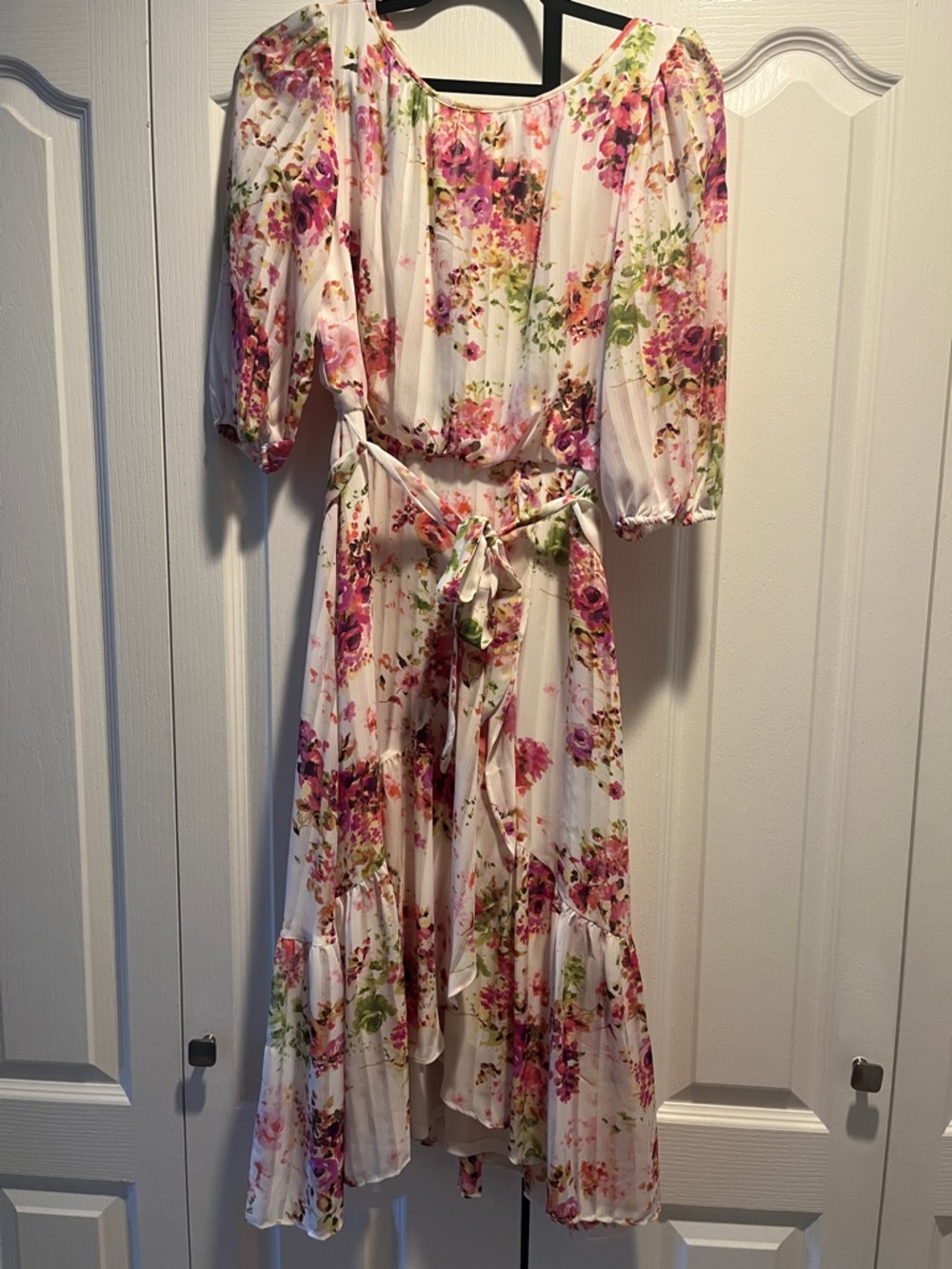 Maison Tara Floral Pink White High-Low Dress